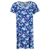Elegant Emily Women's Floral Henley Short Sleeve Sleep Gown In Blue