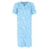 Elegant Emily Women's Floral Snap Front Duster Gown In Blue