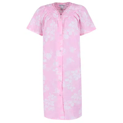 Elegant Emily Women's Floral Snap Front Duster Gown In Pink