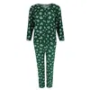Elegant Emily Women's Hunter Floral Pajama Set In Green