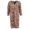 Elegant Emily Women's Leopard Snap Front Long Sleeve Duster In Brown