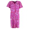Elegant Emily Women's Pink Hearts Short Sleeve Button Down Duster In Red