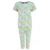 Elegant Emily Women's Plus Size Yellow Floral Capri Set In Yellow