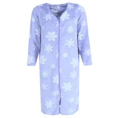 Elegant Emily Women's Snowflake Zipper Long Sleeve Duster In Purple