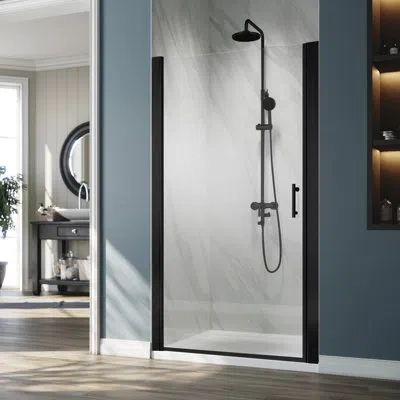 Elegant Fpivot 29.5 - 31 W X 72 H In. Pivot Shower Door With 1/4'' Tempered Glas In Matte Black