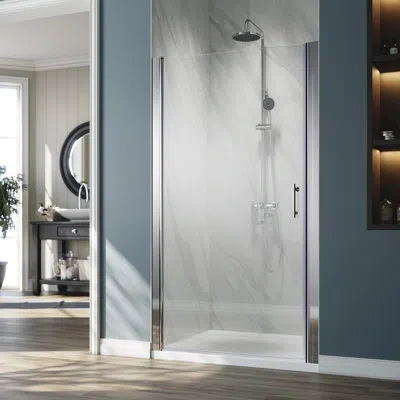 Elegant Fpivot 33.5- 35 In.w X 72 In.h Pivot Frameless Glass Shower Door With 6mm Clear Tempered Glass For B In Chrome