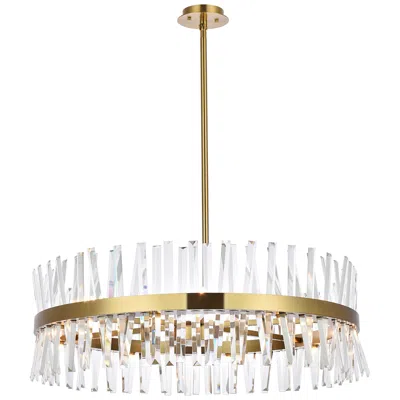 Elegant Lighting Serephina 36"w Satin Gold Crystal 16-light Round Chandelier