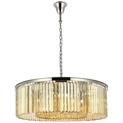 Elegant Lighting Sydney 10 Lt Polished Nickel Chandelier Golden Teak