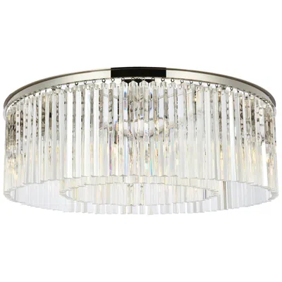 Elegant Lighting Sydney 10 Lt Polished Nickel Flush Mount Clear