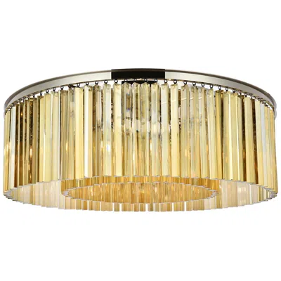 Elegant Lighting Sydney 10 Lt Polished Nickel Flush Mount Golden Teak