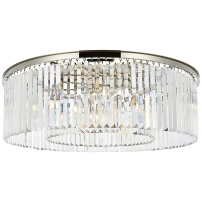 Elegant Lighting Sydney 10 Lt Polished Nickel Flush Mount Clear