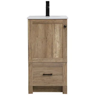 Elegant Lighting 18 Inch Single Bathroom Vanity In Natural Oak