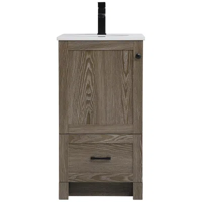 Elegant Lighting 18 Inch Single Bathroom Vanity In Weathered Oak