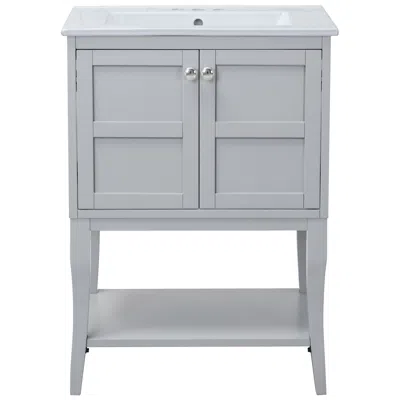Elegant Lighting 2 Doors Cabinet 24 Inch X 18 Inch X 34 In. Grey