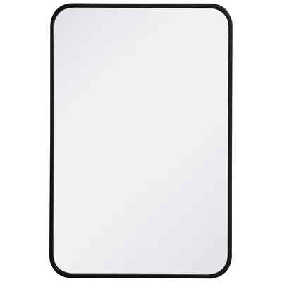 Elegant Lighting 20-in W X 30-in H Soft Corner Metal Rectangular Wall Mirror In Black