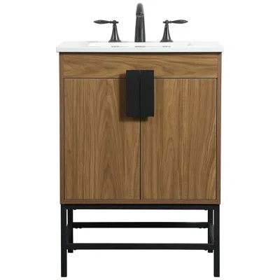 Elegant Lighting 24 Inch Single Bathroom Vanity In Walnut Brown