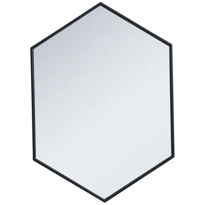 Elegant Lighting 24-in W X 34-in H Metal Frame Hexagon Wall Mirror In Black