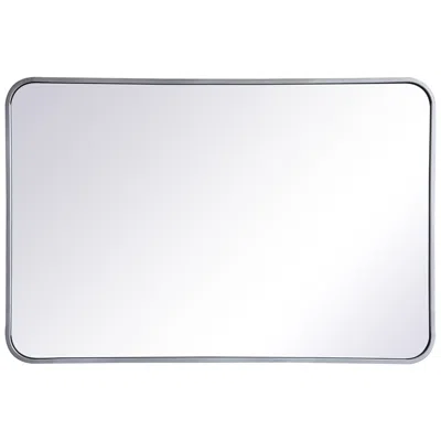 Elegant Lighting 24-in W X 36-in H Soft Corner Metal Rectangular Wall Mirror In Silver