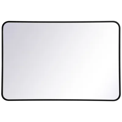 Elegant Lighting 27-in W X 40-in H Soft Corner Metal Rectangular Wall Mirror In Black