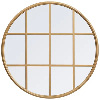 Elegant Lighting 28-in W X 28-in H Metal Windowpane Wall Mirror In Brass