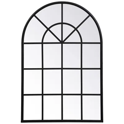 Elegant Lighting 28-in W X 41.5-in H Metal Windowpane Wall Mirror In Black