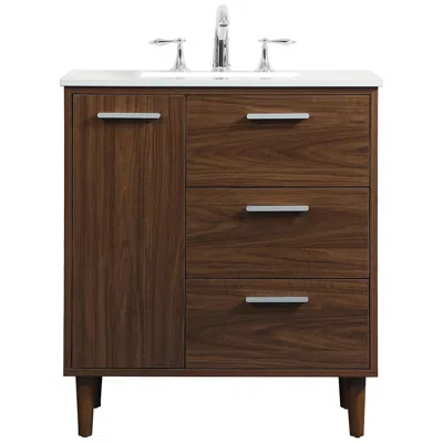Elegant Lighting 30 Inch Bathroom Vanity In Walnut
