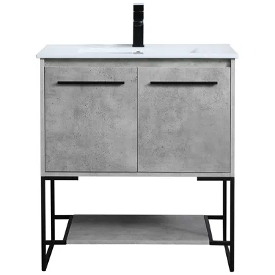 Elegant Lighting 30 Inch  Single Bathroom Vanity In Concrete Grey