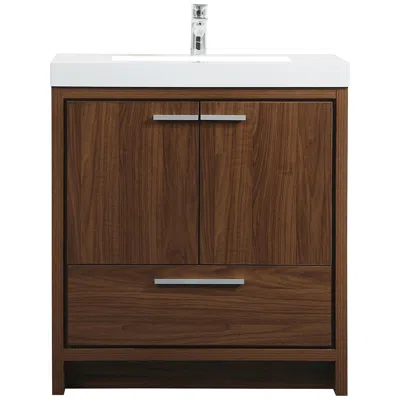 Elegant Lighting 30 Inch Single Bathroom Vanity In Walnut