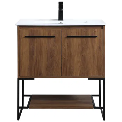 Elegant Lighting 30 Inch  Single Bathroom Vanity In Walnut Brown