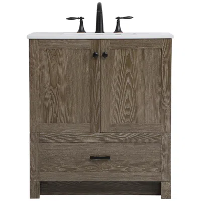 Elegant Lighting 30 Inch Single Bathroom Vanity In Weathered Oak
