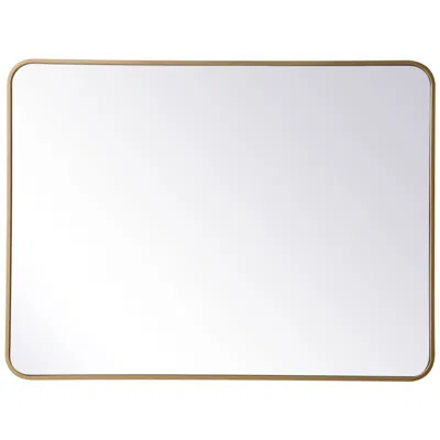 Elegant Lighting 30-in W X 40-in H Soft Corner Metal Rectangular Wall Mirror In Brass