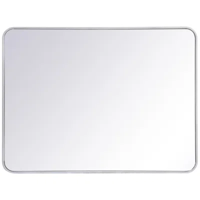 Elegant Lighting 30-in W X 40-in H Soft Corner Metal Rectangular Wall Mirror In Silver
