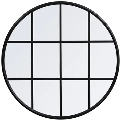Elegant Lighting 31.5-in W X 31.5-in H Metal Windowpane Wall Mirror In Black