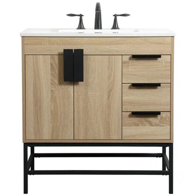Elegant Lighting 32 Inch Single Bathroom Vanity In Mango Wood