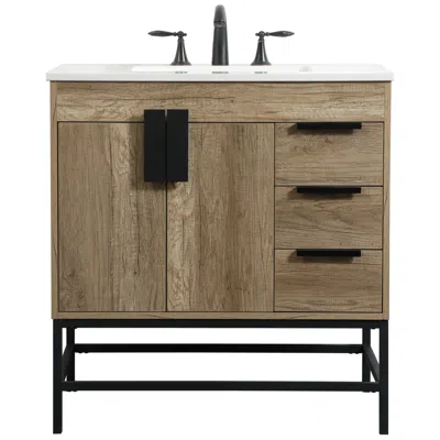 Elegant Lighting 32 Inch Single Bathroom Vanity In Natural Oak