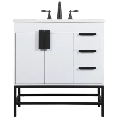 Elegant Lighting 32 Inch Single Bathroom Vanity In White