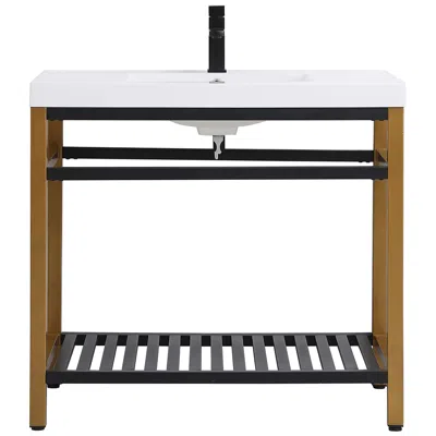 Elegant Lighting 36 Inch Single Bathroom Metal Vanity In Golden Black