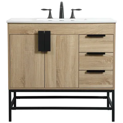 Elegant Lighting 36 Inch Single Bathroom Vanity In Mango Wood