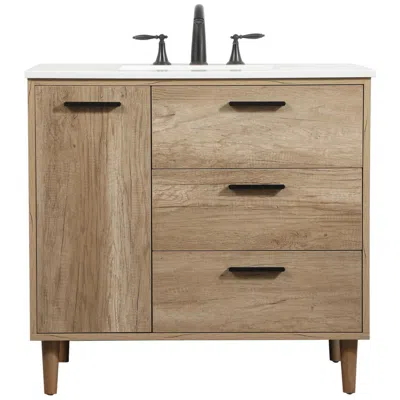 Elegant Lighting 36 Inch Single Bathroom Vanity In Natural Oak