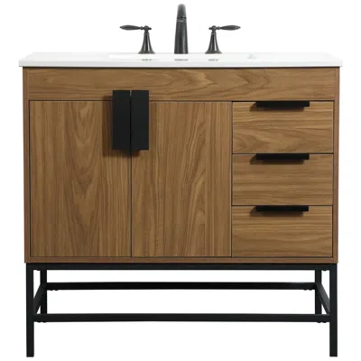 Elegant Lighting 36 Inch Single Bathroom Vanity In Walnut Brown