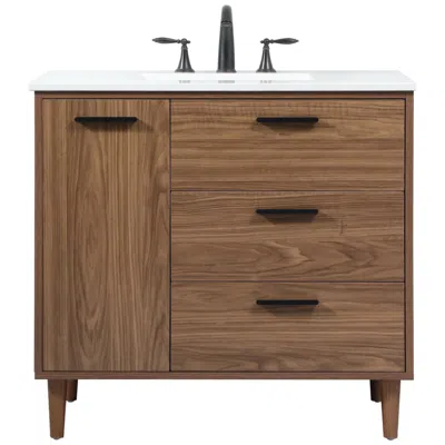 Elegant Lighting 36 Inch Single Bathroom Vanity In Walnut Brown