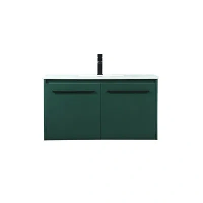 Elegant Lighting 36" Wall-mounted Single Bathroom Vanity Set In Green