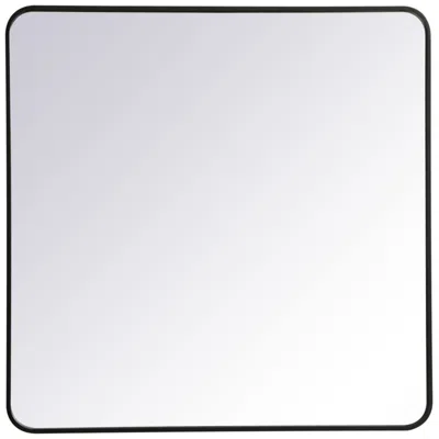 Elegant Lighting 36-in W X 36-in H Soft Corner Metal Rectangular Wall Mirror In Black