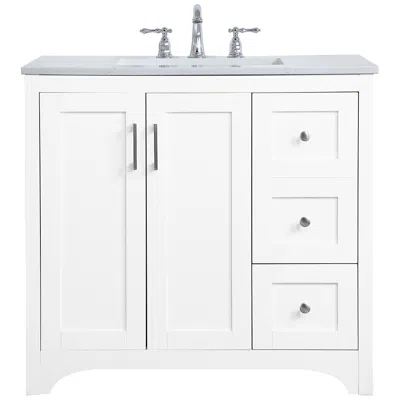 Elegant Lighting 36-inch White Single Sink Bathroom Vanity With White Calacatta Quartz Top