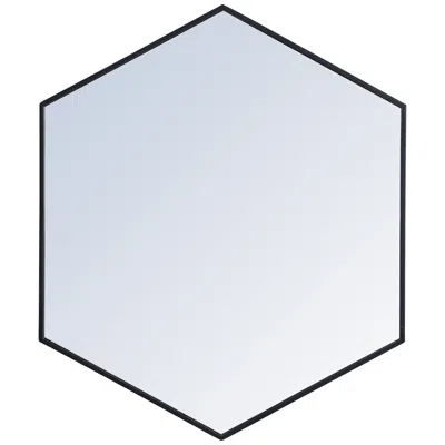 Elegant Lighting 38-in W X 32-in H Metal Frame Hexagon Wall Mirror In Black