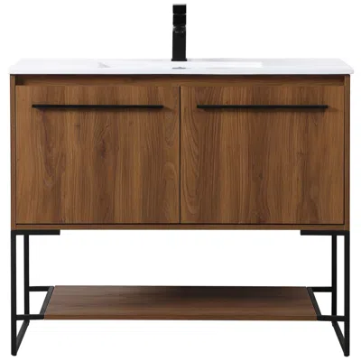 Elegant Lighting 40 Inch Single Bathroom Vanity In Walnut Brown