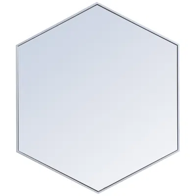 Elegant Lighting 41-in W X 35-in H Metal Frame Hexagon Wall Mirror In Silver