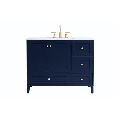 Elegant Lighting 42 In Blue Single Sink Bathroom Vanity With Calacatta White Quartz Top