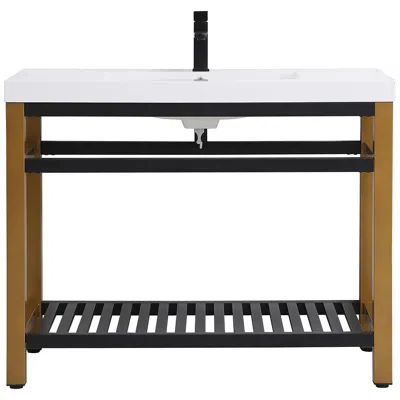Elegant Lighting 42 Inch Single Bathroom Metal Vanity In Golden Black