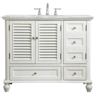 Elegant Lighting 42 Inch Single Bathroom Vanity In Antique White